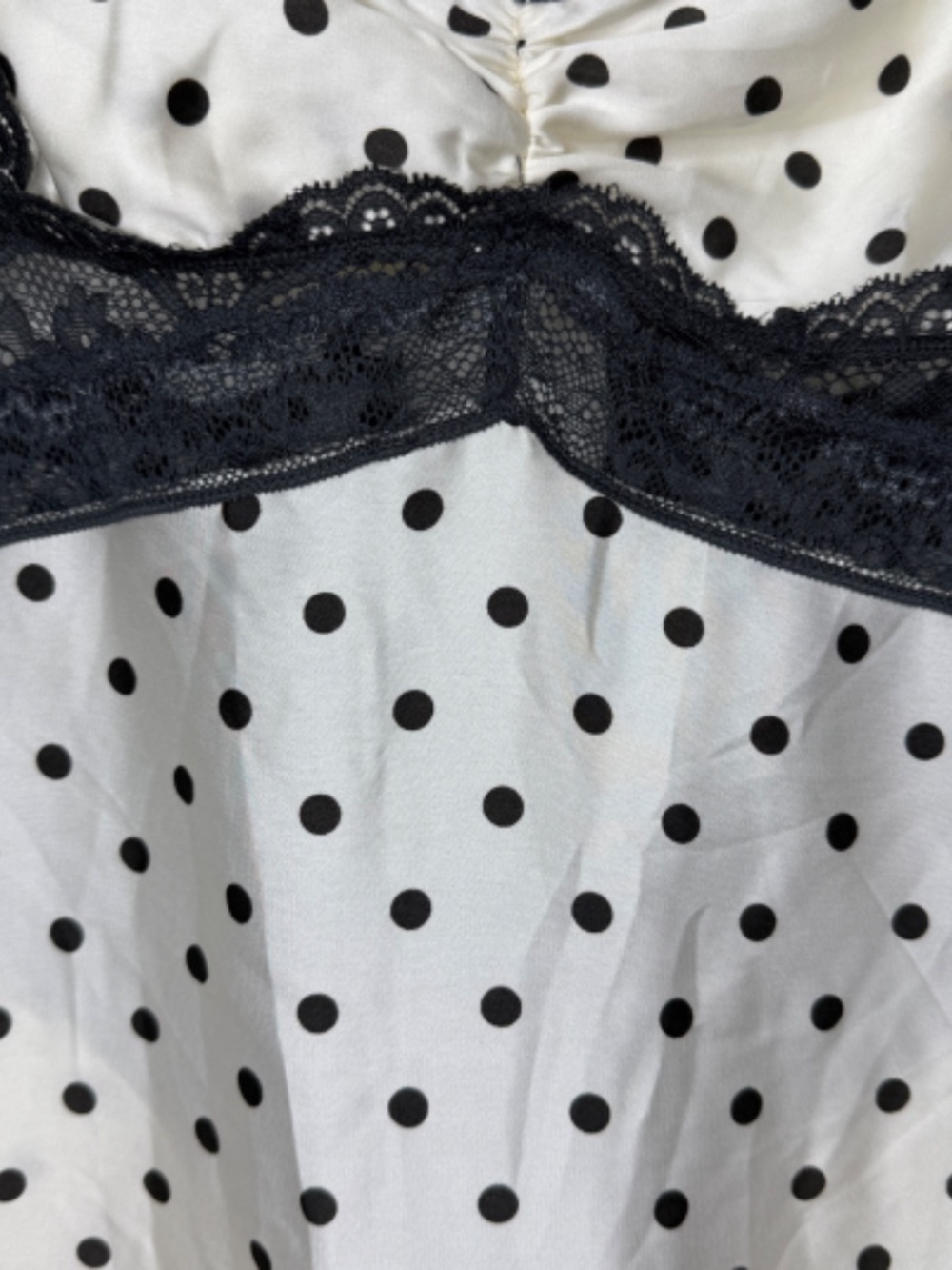 timately Free People Satin Polka Dot Lace Maxi Slip Dress Ivory Black Coquette - Picture 4 of 11